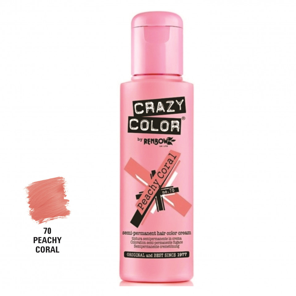 Crazy Color Vopsea semipermanenta 70 Peachy Coral 100ml 100ml imagine noua marillys.ro