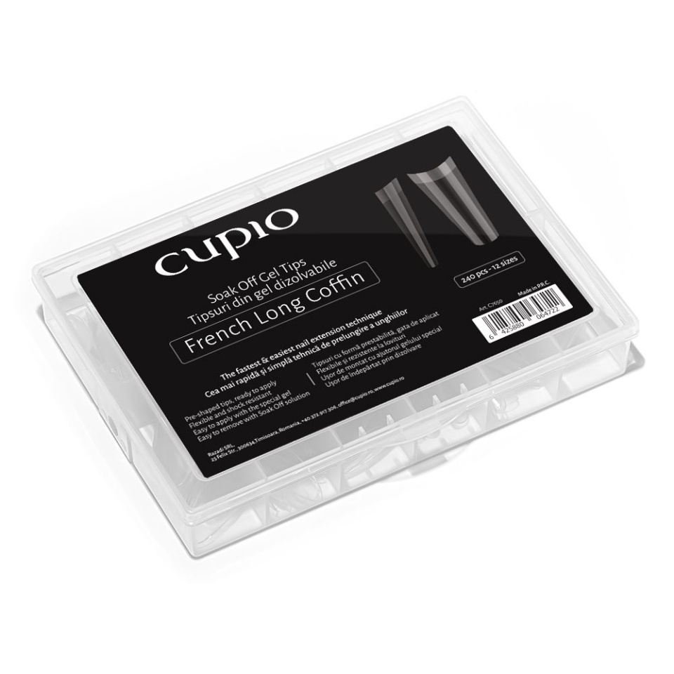Cupio Tipsuri full nail dizolvabile - French Long Coffin 240buc