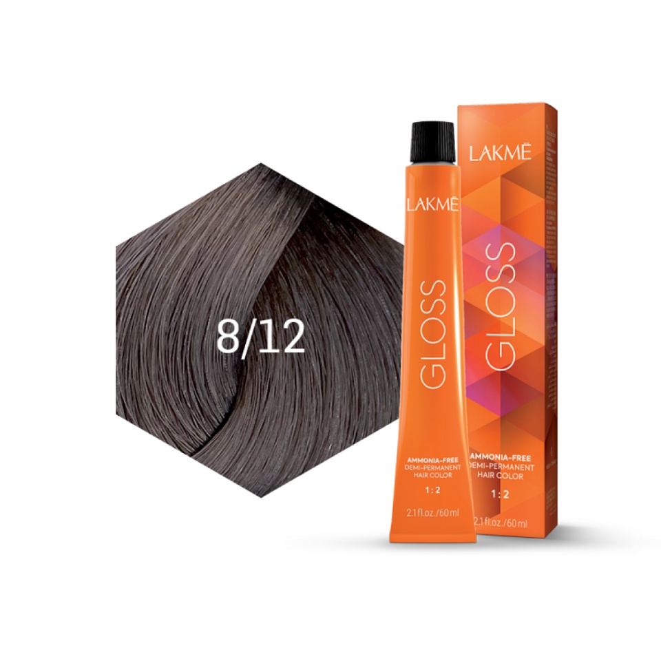 Lakme Vopsea de par demipermanenta 8/12 blond deschis cenusiu violet Gloss 60ml