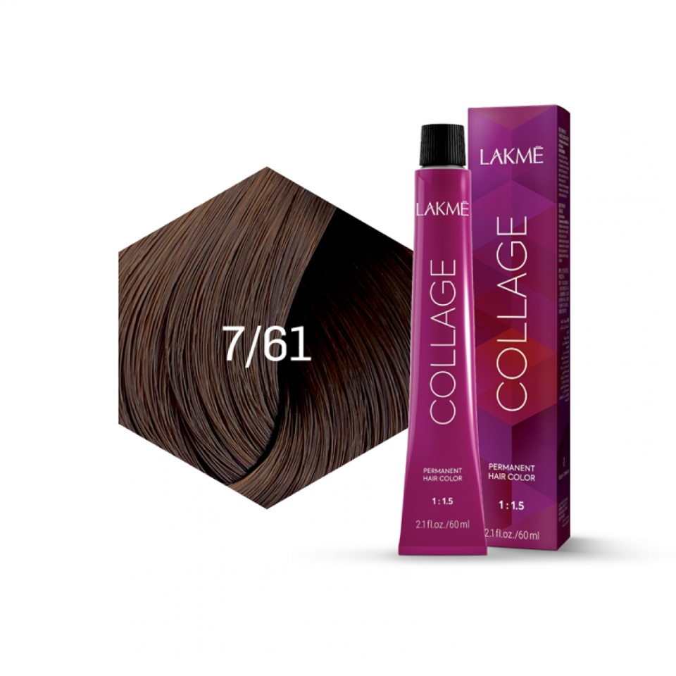 Lakme Vopsea de par permanenta 7/61 blond mediu castaniu cenusiu Collage 60ml