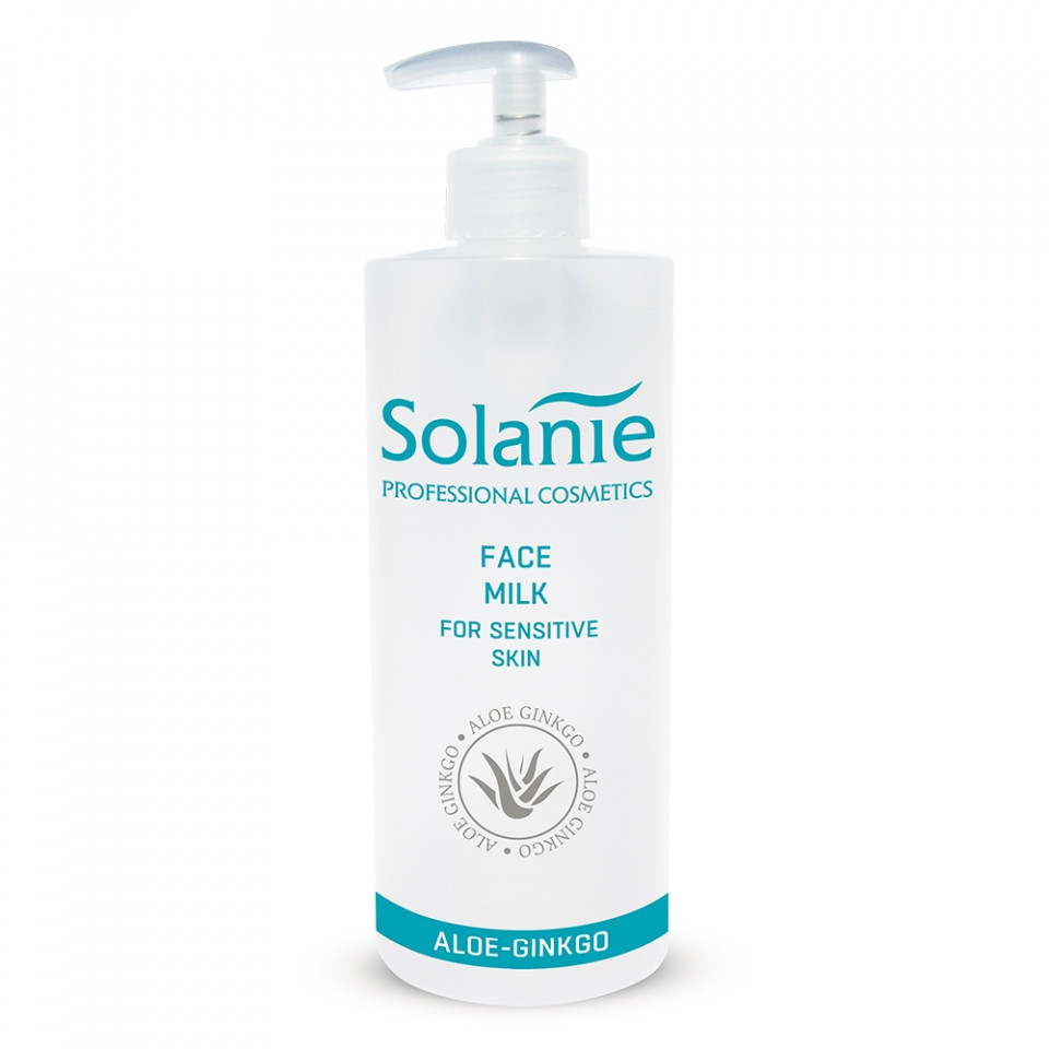 Solanie Lapte demachiant fara parfum pentru ten sensibil Aloe Ginkgo 500ml (Ginkgo imagine noua marillys.ro