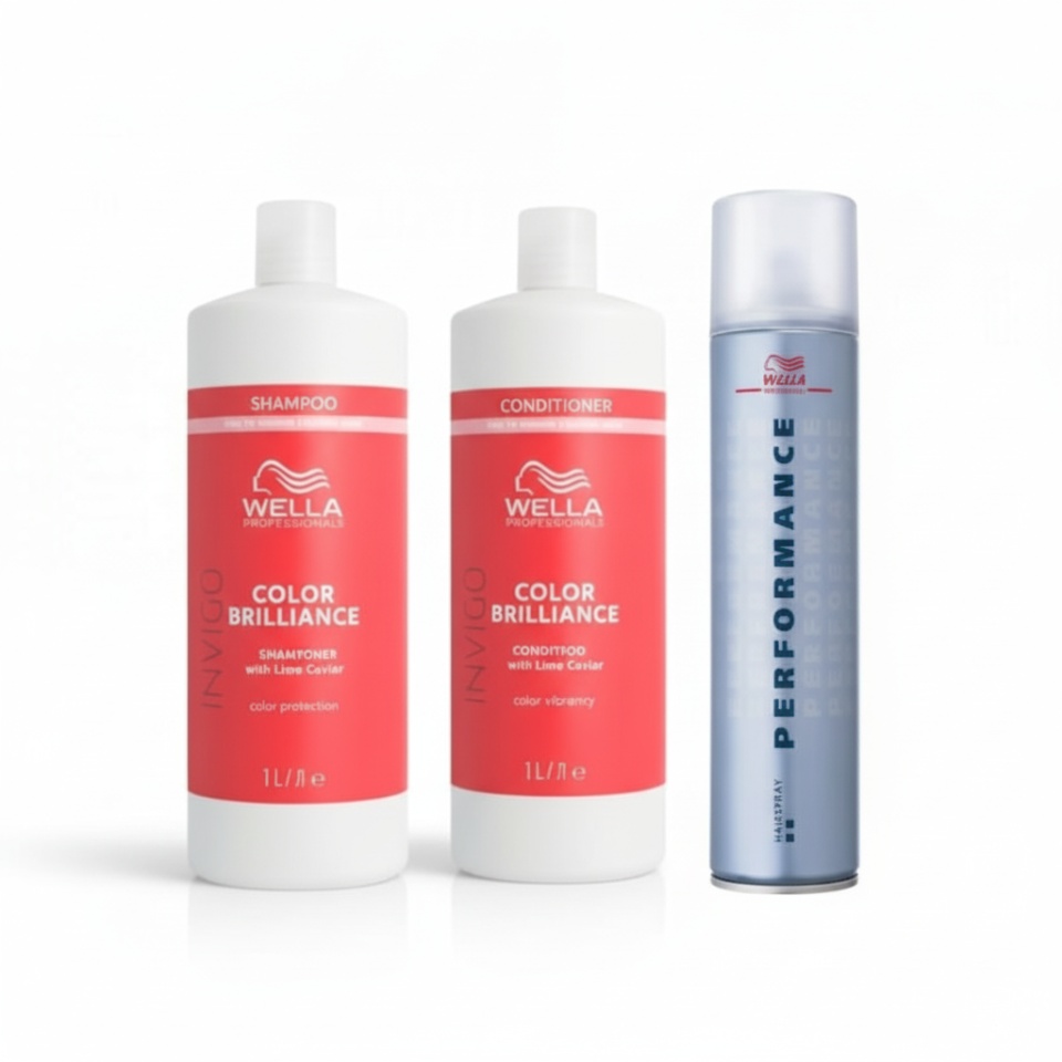 Wella Professionals Pachet Invigo Color Brilliance sampon par vopsit cu structura fina normala 1000 ml + Wella Professionals Invigo Color Brilliance