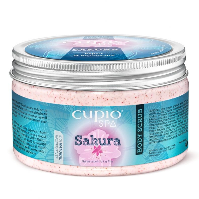 Cupio Body Scrub Organic Sakura 250ml 250ml imagine noua marillys.ro