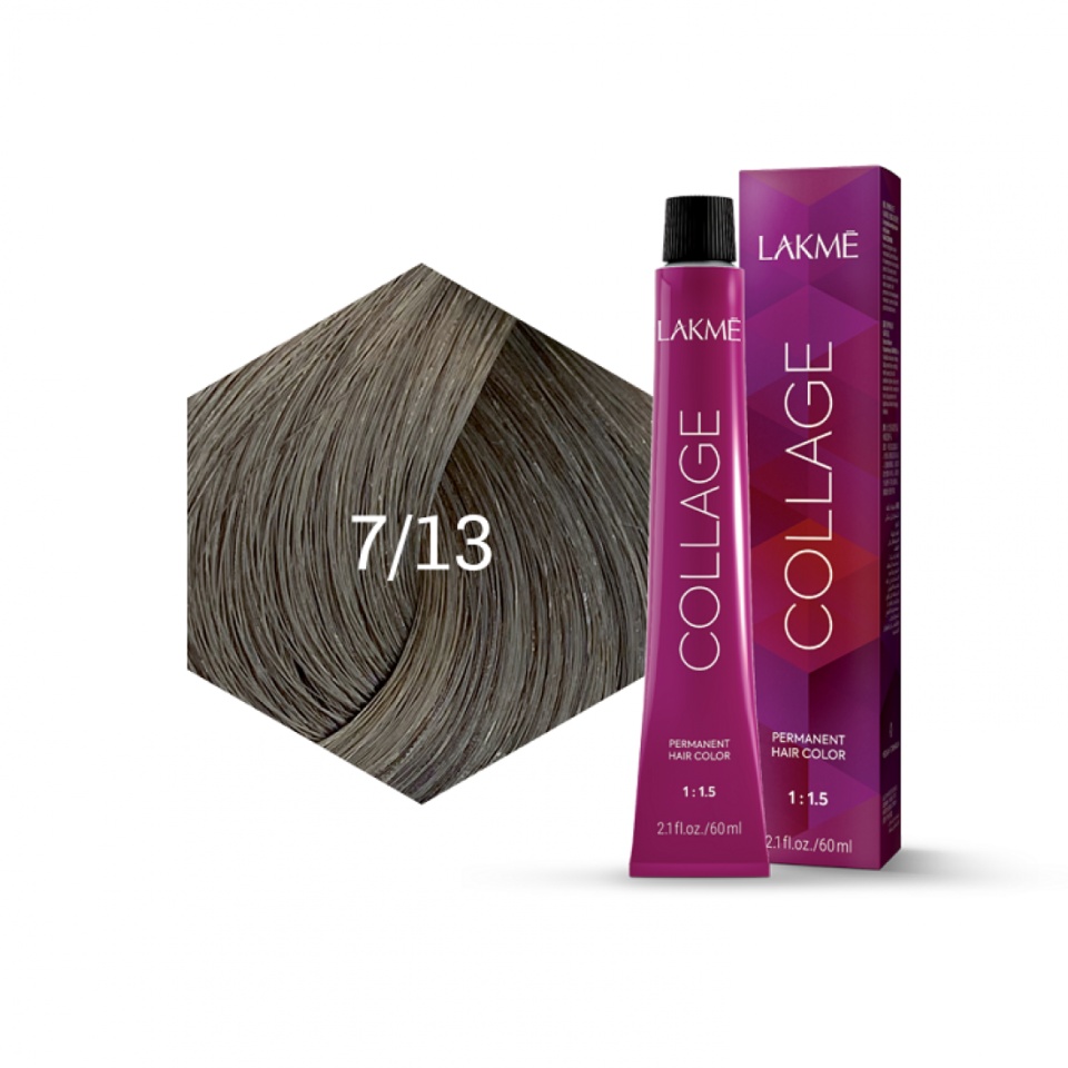 Lakme Vopsea de par permanenta 7/13 blond mediu cenusiu auriu Collage 60ml