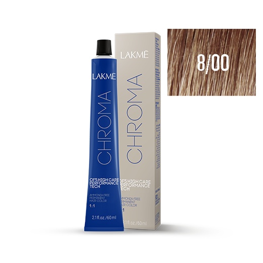 Lakme Vopsea permanenta fara amoniac 8/00 blond deschis natural Chroma 60ml