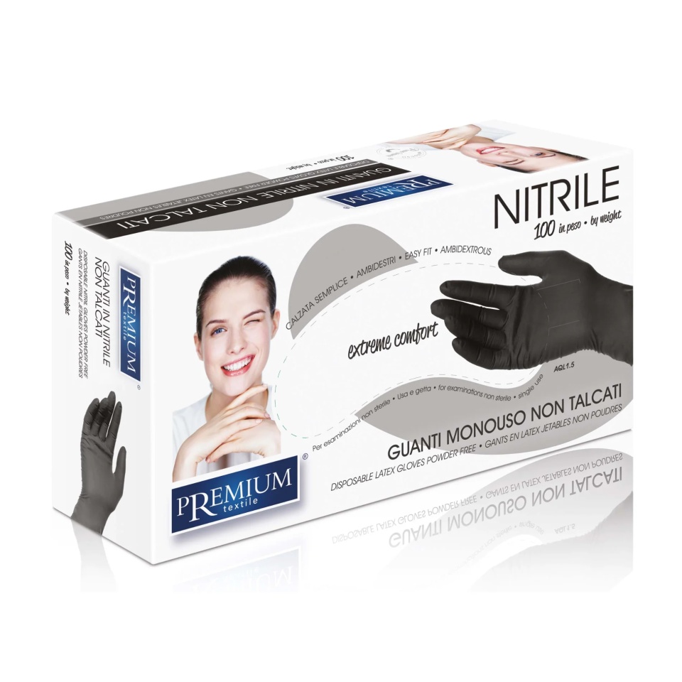Manusi nepudrate nitril Premium Negre S 100buc