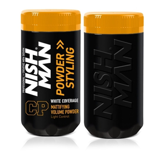 NishMan Pudra de volum neagra pentru par carunt Light Control White Coverage CP 20g