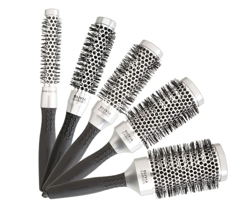 Olivia Garden Kit cu 5 perii Essential Blowout Classic Silver