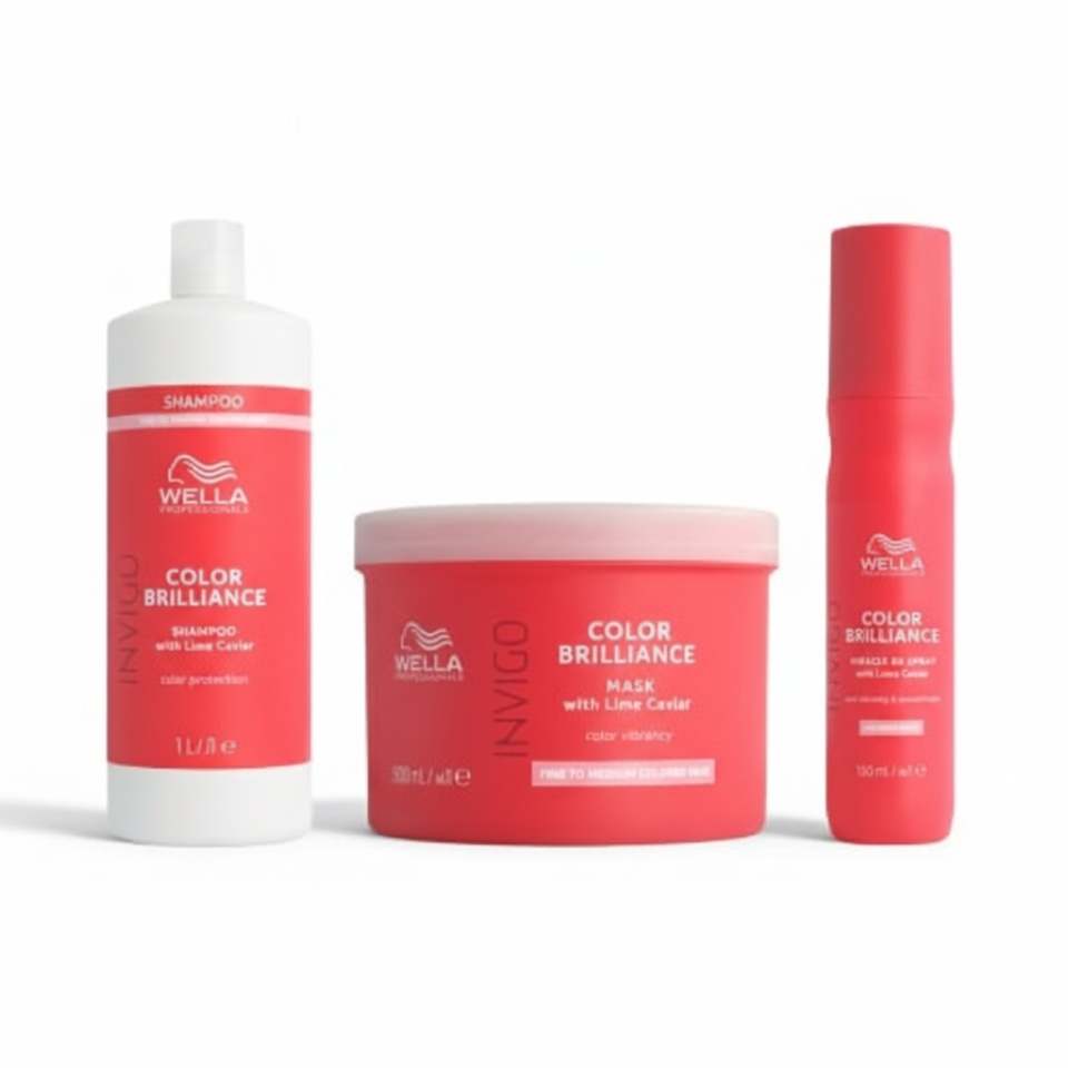 Wella Professionals Pachet Invigo Color Brilliance sampon par vopsit cu structura fina normala 1000 ml + Invigo Color Brilliance masca tratament par