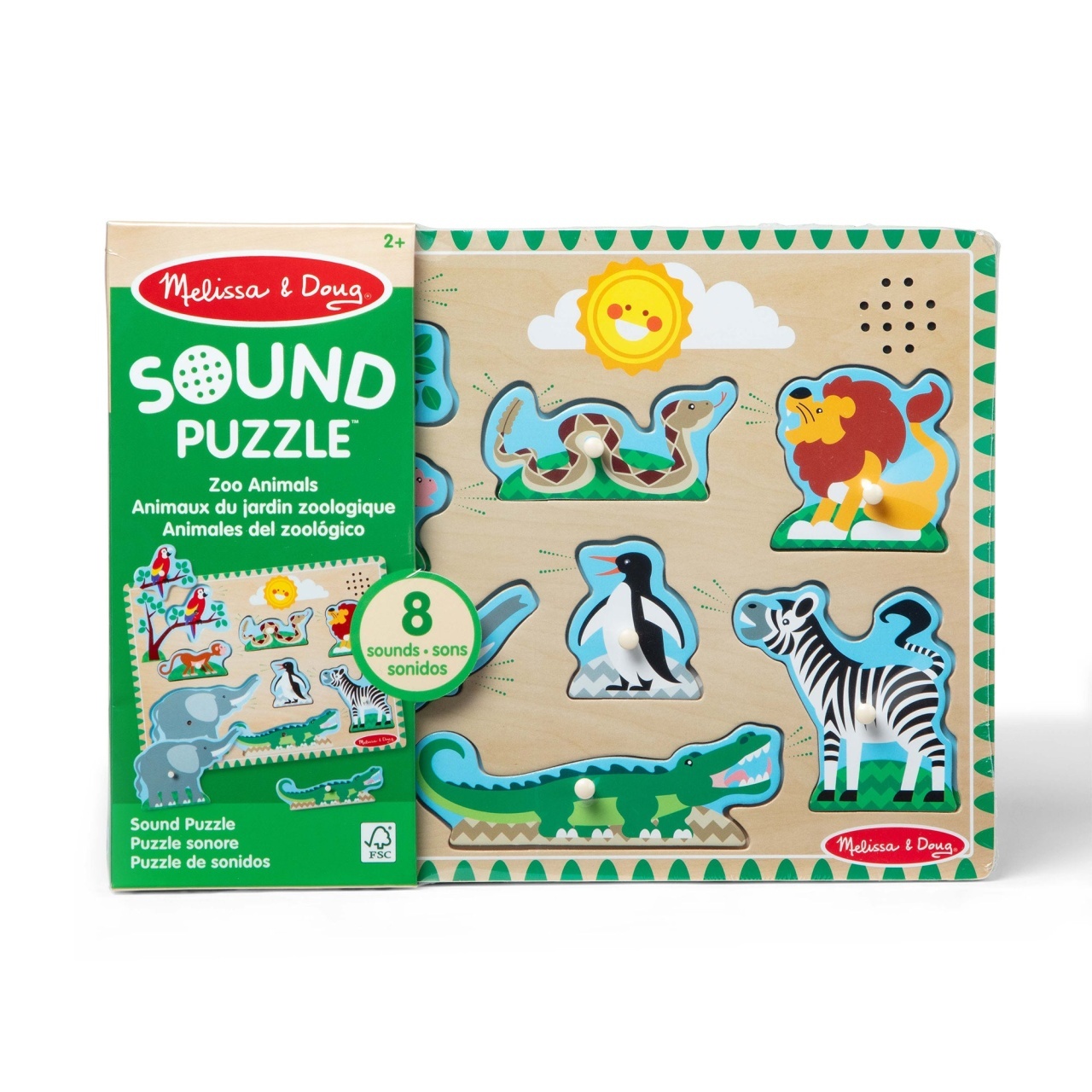imperios Puzzle din lemn cu sunete Melissa & Doug Spin Master - Animale de la Zoo 8 piese 2 Ani+
