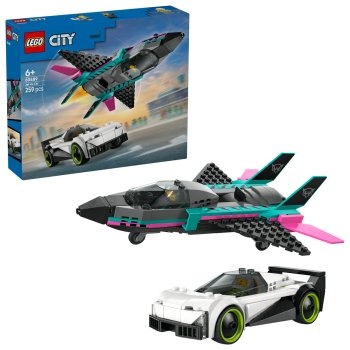 imperios Set de constructie LEGO® City Avion cu reactie vs masina 60489, Jucarii pentru Copii de 6+ ani, Jucarii pentru Baieti, Avion de Jucarie, Masina de