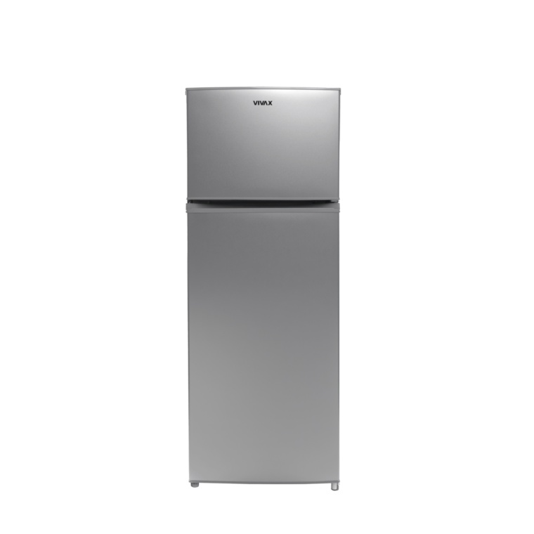 Frigider cu doua usi VIVAX DD-207E S, 204L, Clasa E, Termostat reglabil, Iluminare LED, Usi reversibile, Suprafata painted metal, 3 Rafturi de Sticla
