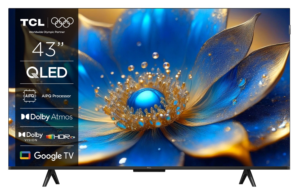 imperios Televizor QLED Smart TCL 43P71K, 109 cm, Ultra HD 4K, Google TV, Clasa E, Negru