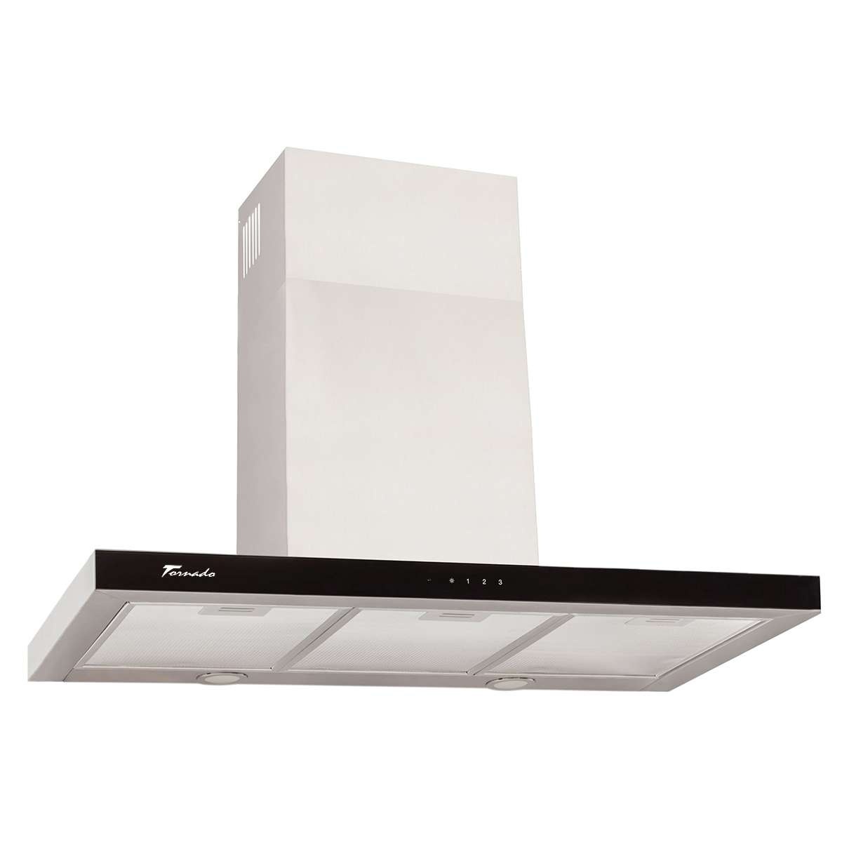 imperios Hota Decorativa Tornado Lara 1200 (90), 1 motor, latime 90 cm, 3 viteze, absorbtie 1200 m3/ora, Inox / Negru