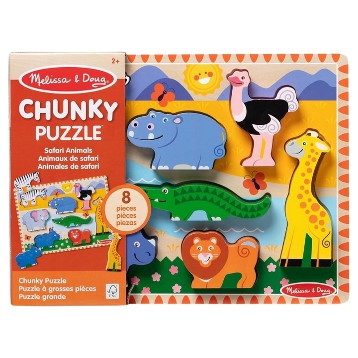 imperios Puzzle din lemn Melissa & Doug Spin Master - Animale din Safari 8 piese 2 Ani+