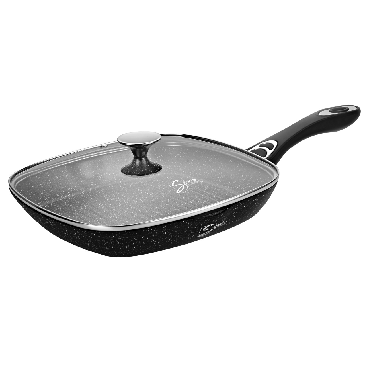 Tigaie Grill antiaderenta cu capac Samus VER283LGPB-28x28 cm
