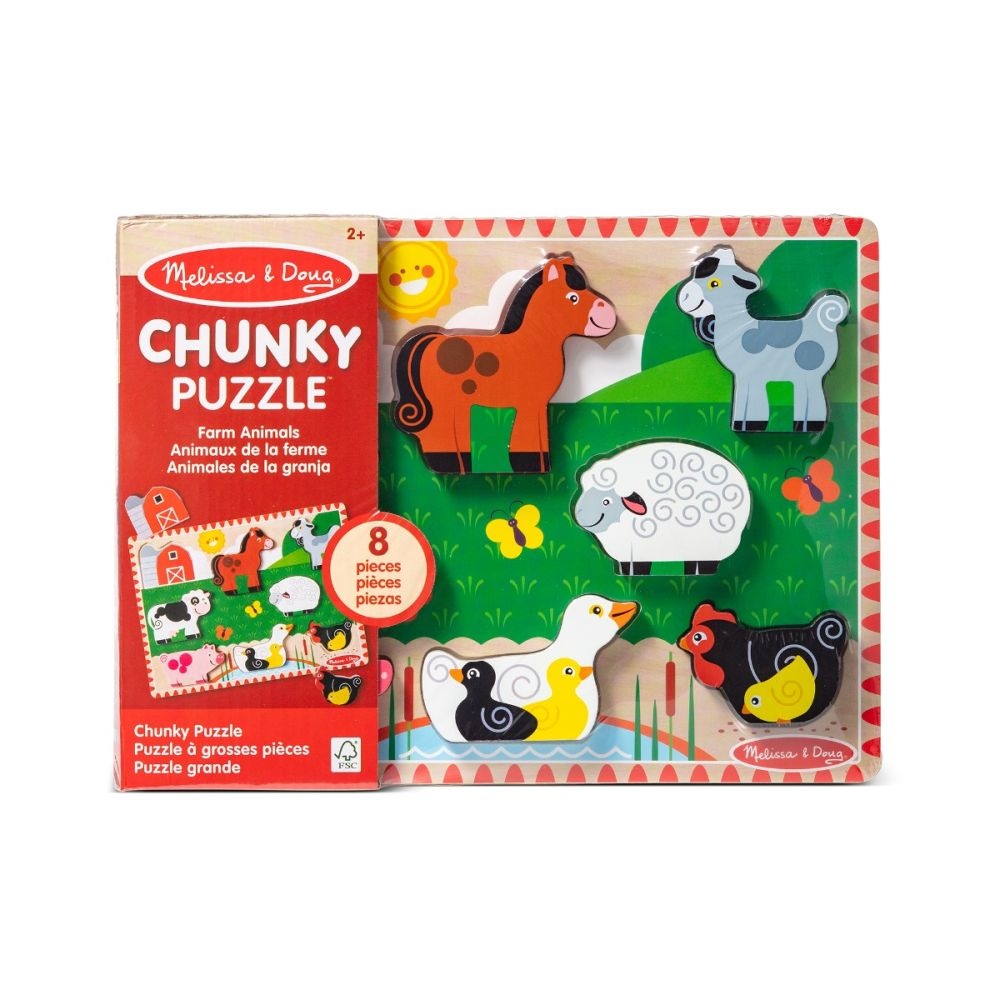 imperios Puzzle din lemn Melissa & Doug Spin Master - Animale de la Fermă 8 piese 2 Ani+