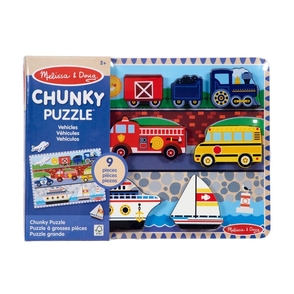 imperios Puzzle din lemn Melissa & Doug Spin Master - Vehicule 9 piese 2Ani+