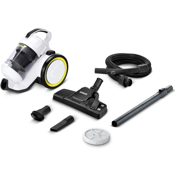 imperios Aspirator fara sac Karcher VC 3, 700 W, recipient 0.9 l, filtru HEPA 13, multiciclon, furtun 1,5 m, 1.198-053.0, Alb/Negru