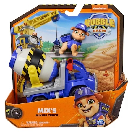 imperios Vehicul Paw Patrol Spin Master - Rubble Crew Mix's Mixing Truck cu figurină