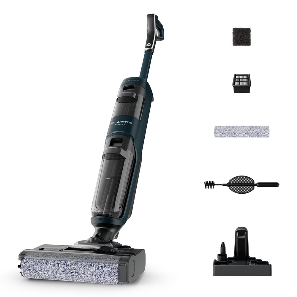 imperios Aspirator Rowenta GZ2251E0, uscat și umed, cu baterie, 35 minute autonomie, verde-negru