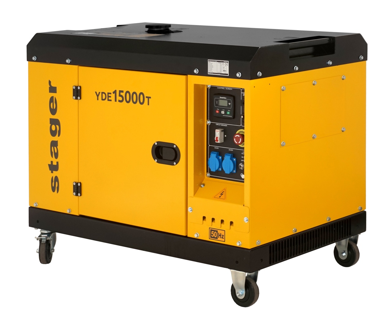bloc masura monofazat Generator insonorizat Stager YDE15000T, 12kVA, 48A, monofazat, diesel, 3000rpm, pornire electrica