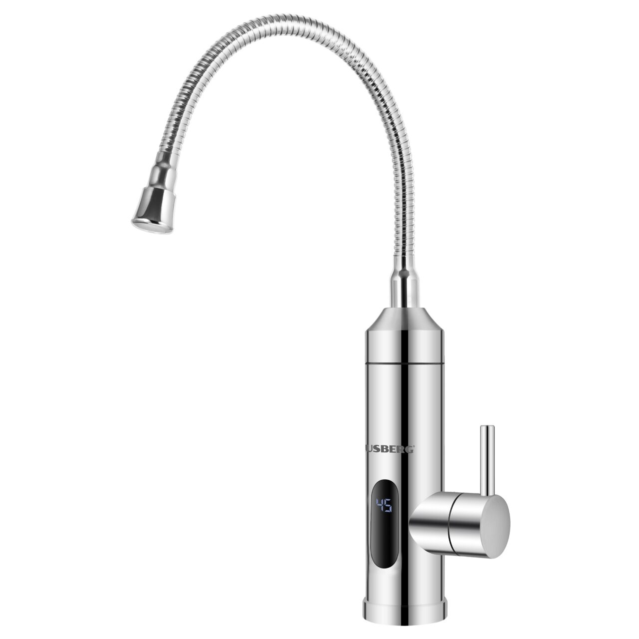 imperios Incalzitor instant de apa Hausberg HB-F5017, 3600W, Afisaj LED, Inox 304, Furtun flexibil, Termostat 60°C, IPx4