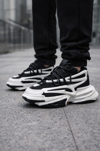 ADIDASI BARBATI SNEAKERS BLACK-WHITE ABBM3(063) (MĂRIME: 43)