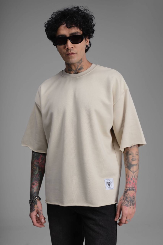 TRICOU BARBATI OVERSIZED STONE RAW EDGE STREETWEAR (MĂRIME: S)