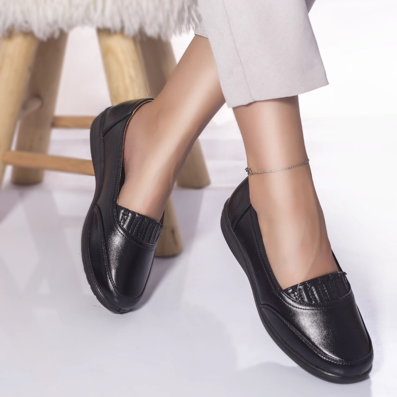 Pantofi casual mocasini afra piele ecologica negru
