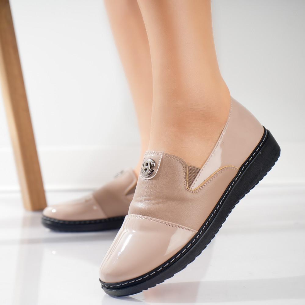 Pantofi dama casual bej din piele ecologica droi