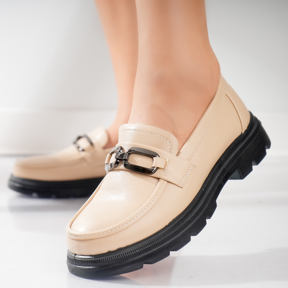 Pantofi dama casual bej din piele ecologica horva
