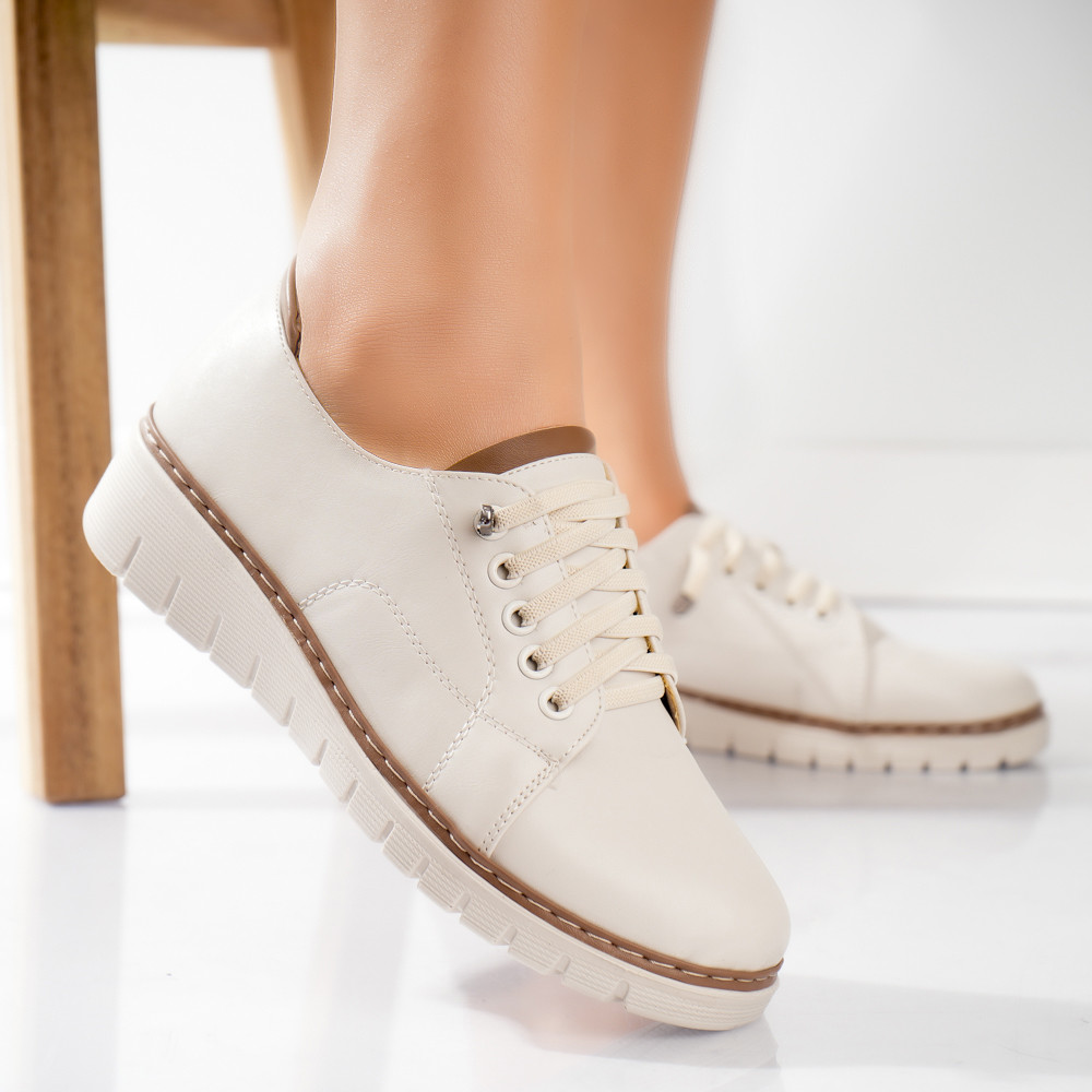 Pantofi dama casual bej din piele ecologica vilca