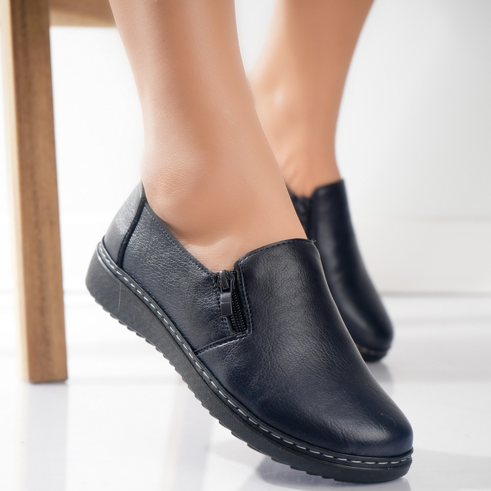 Pantofi dama casual bleumarin din piele ecologica deda