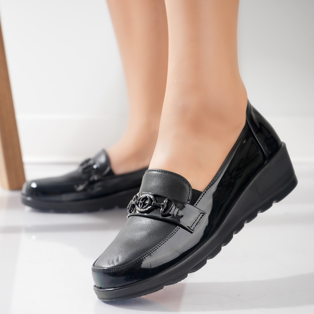 Pantofi dama casual negri din piele ecologica klodi