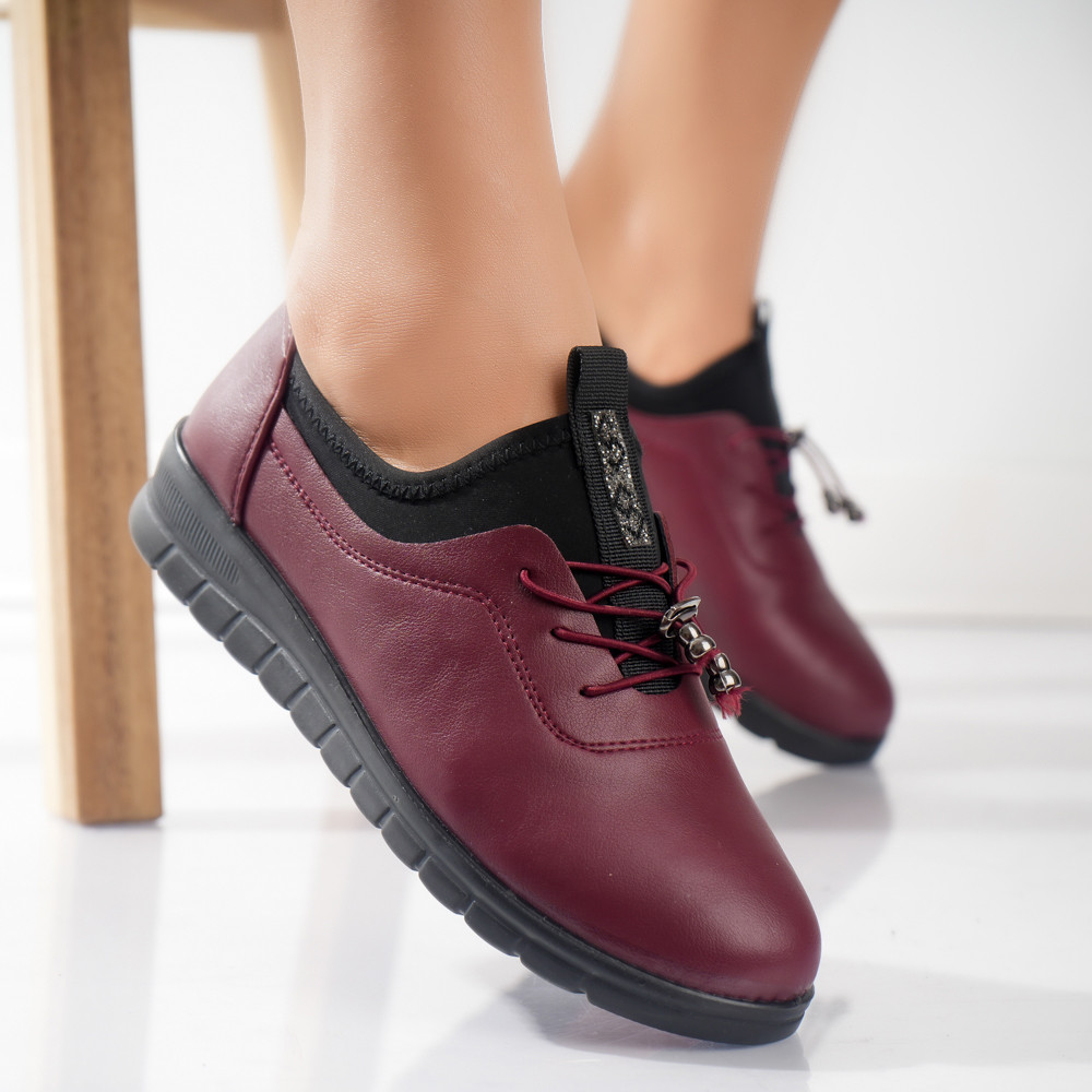 Pantofi dama casual rosii din piele ecologica nola