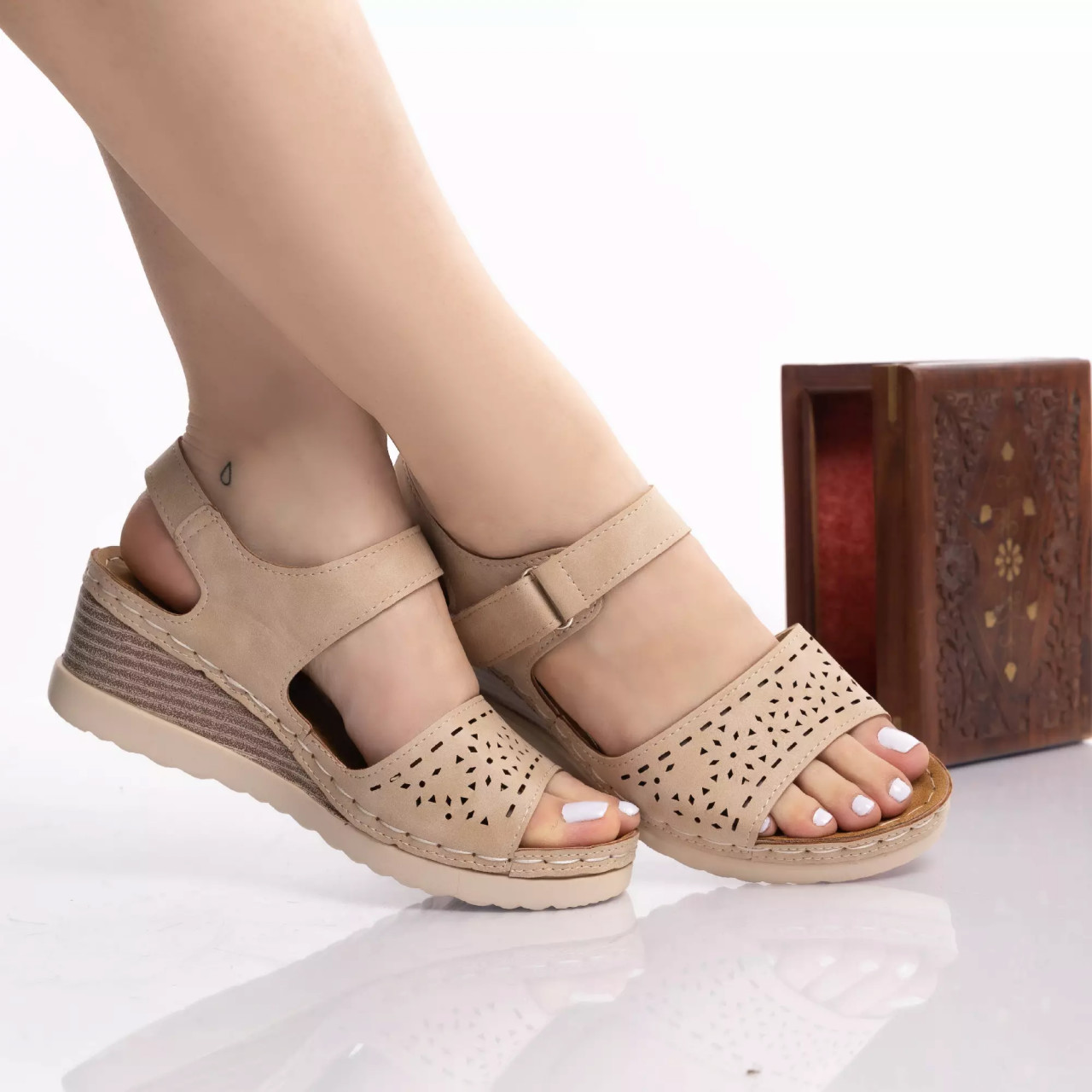 sandale cu platforma rawnie caisa piele ecologica~3721