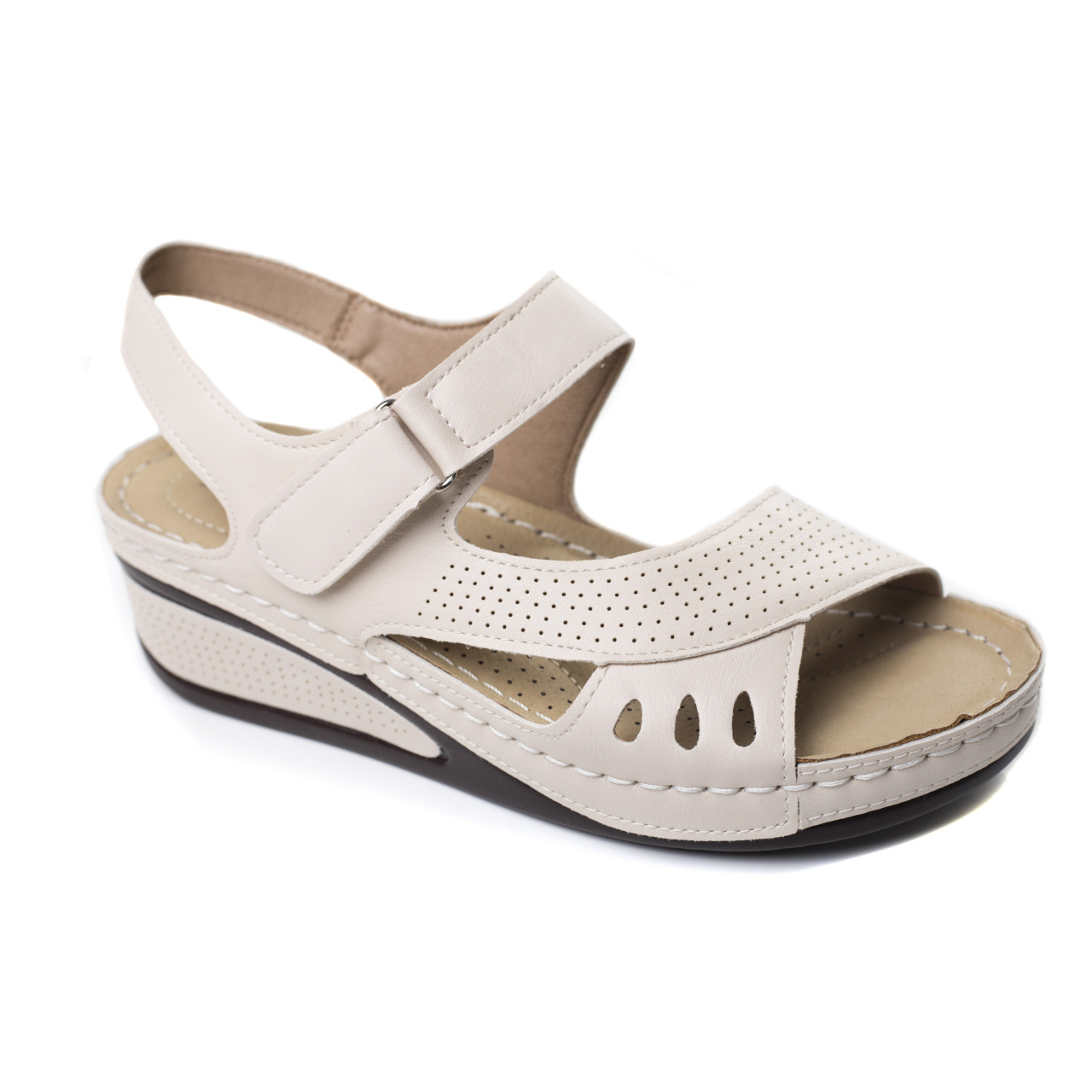 sandale dama cu platforma bej din piele ecologica asti~10851