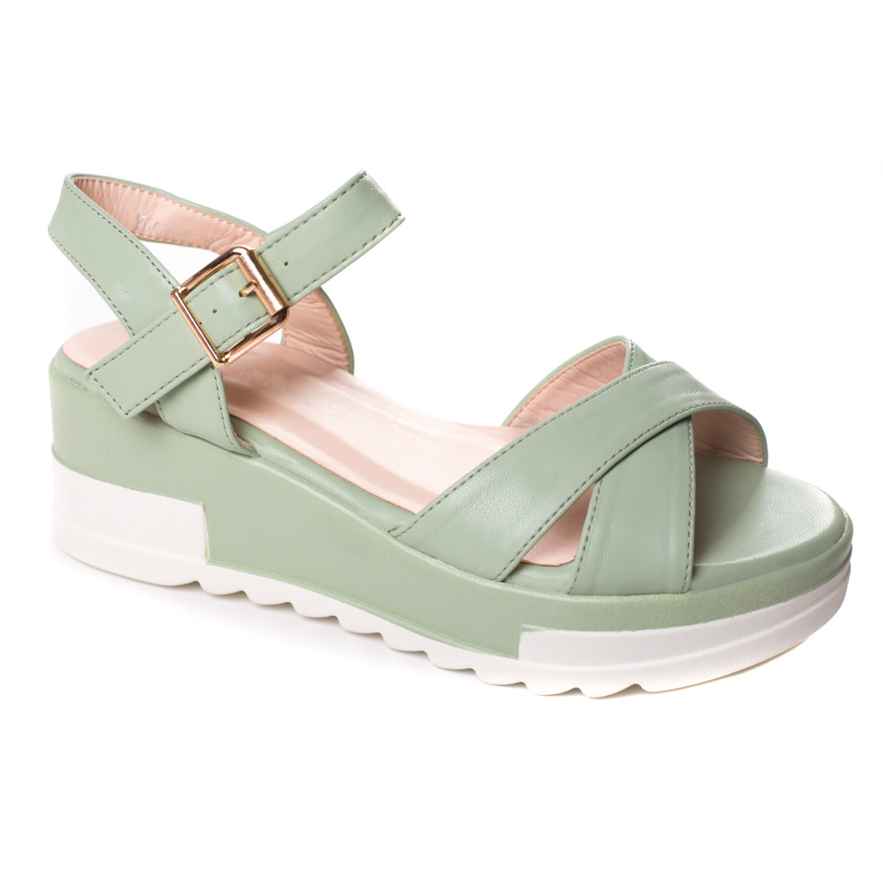 sandale dama cu platforma verzi din piele ecologica robli~11581