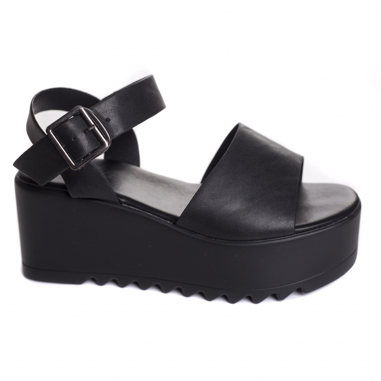 sandale dama cu platforma negre din piele ecologica rosel~9052