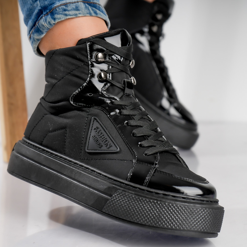 Sneakers dama negri din piele ecologica moiza