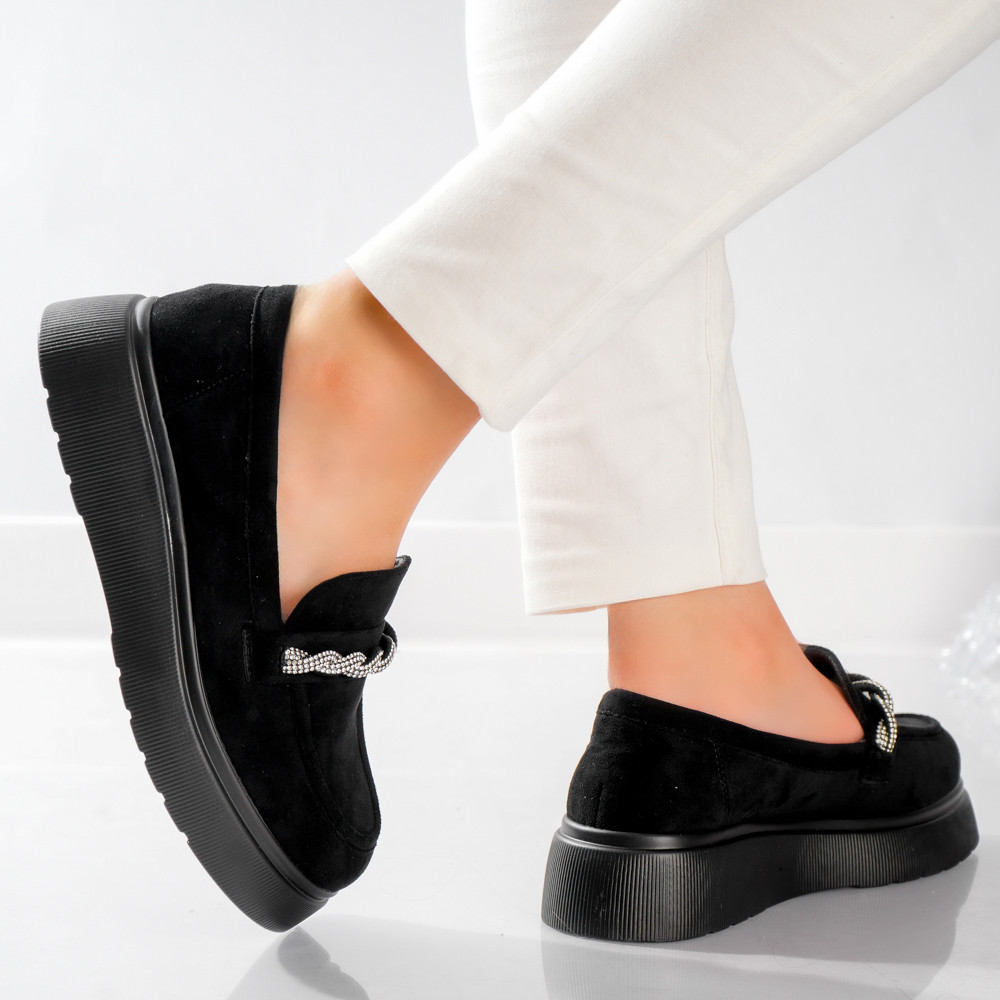 Pantofi dama casual Negri din Piele Ecologica Intoarsa Arjun - 1 | YEO