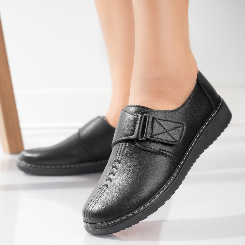 Pantofi dama casual negri din piele ecologica vodo