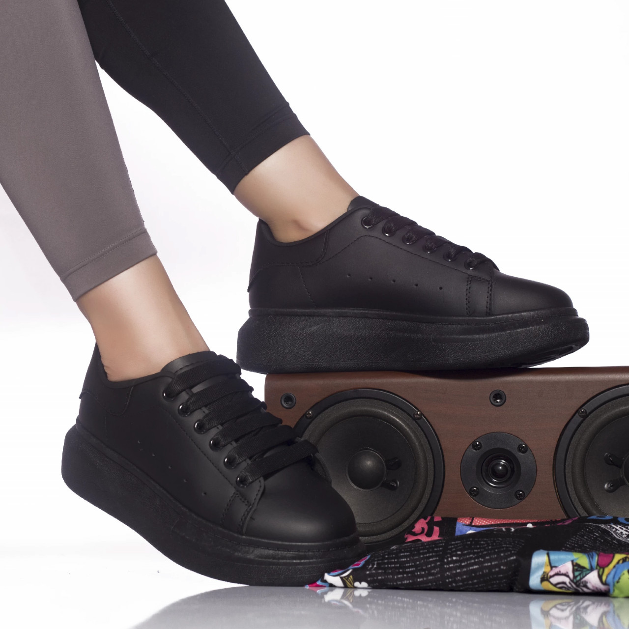 Pantofi sport ancuta piele ecologica negru