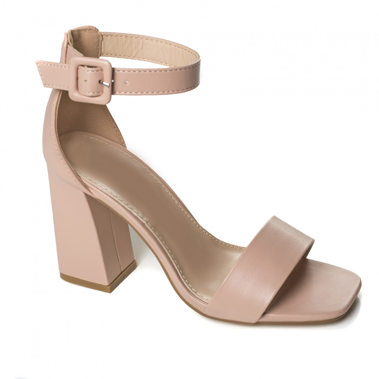 sandale cu toc roz din piele ecologica marlye~10183
