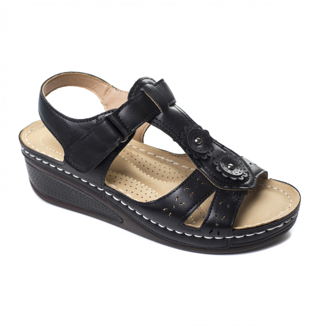 sandale dama cu platforma negre din piele ecologica onia~10783