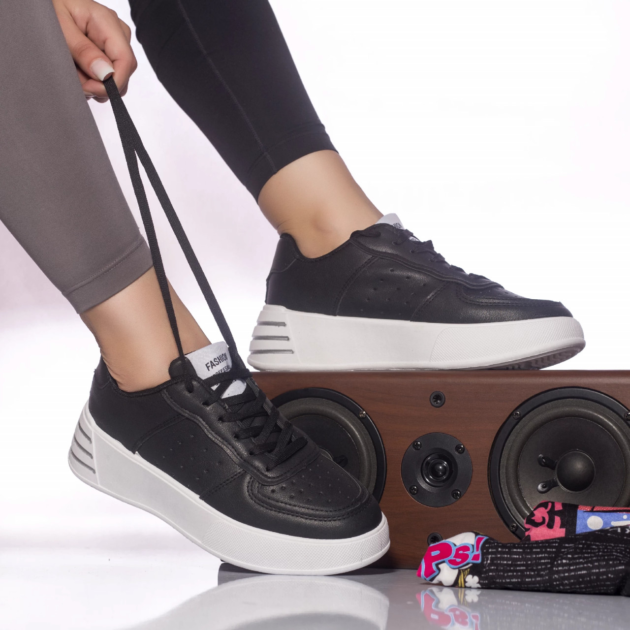 Pantofi sport hadira piele ecologica negru