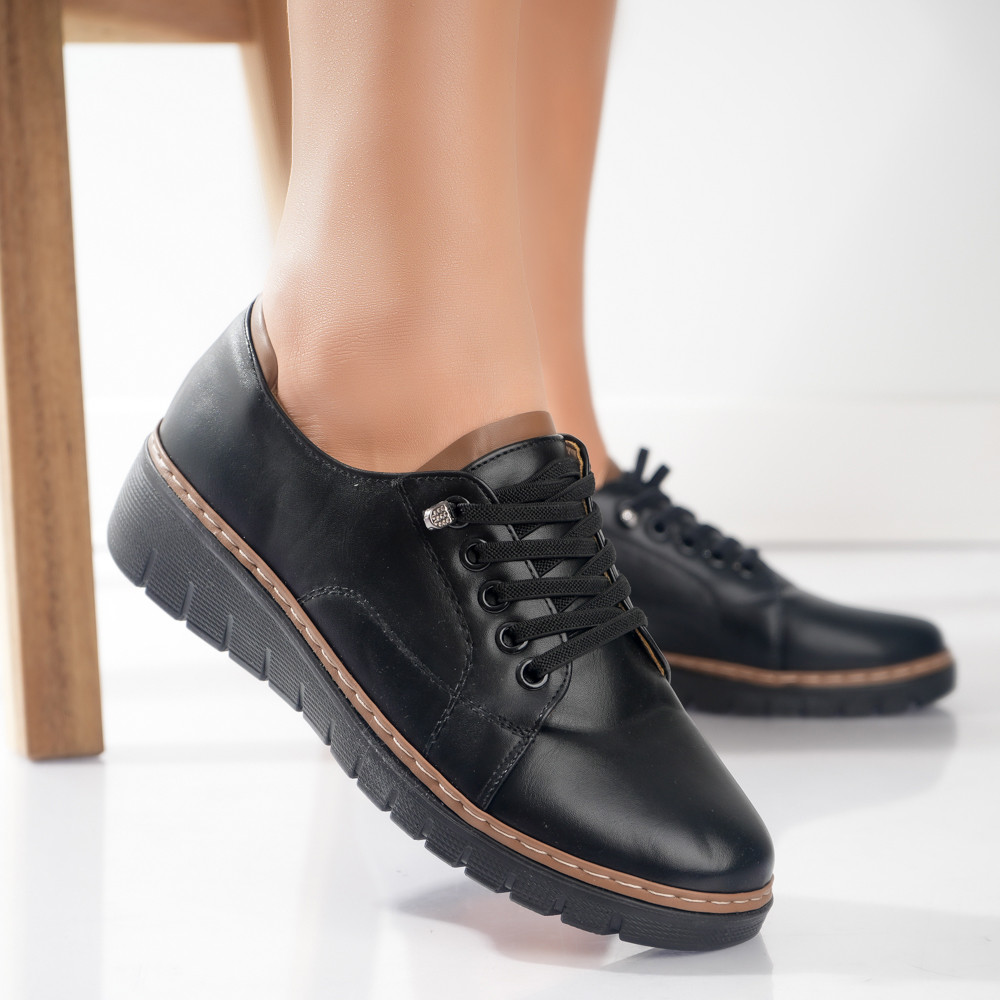 Pantofi dama casual negri din piele ecologica vilca