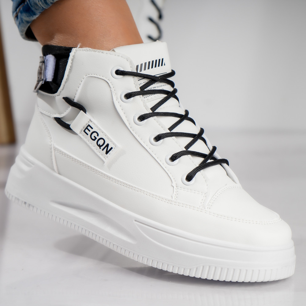 Sneakers dama albi din piele ecologica otera