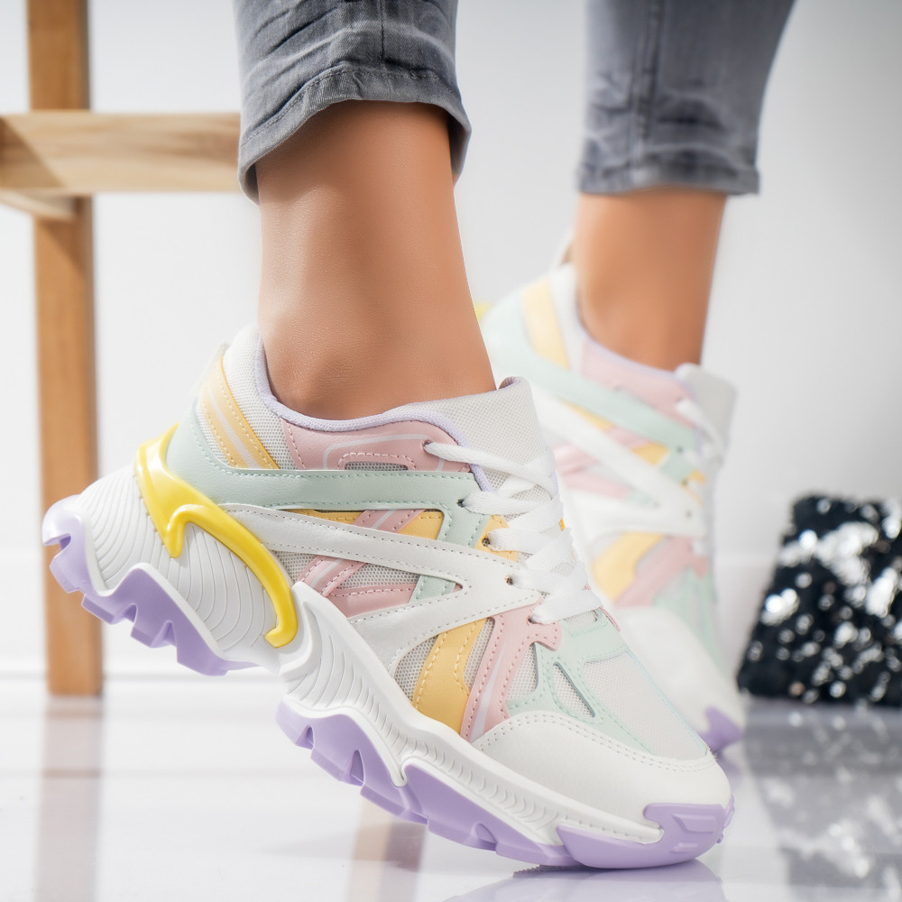 Adidasi dama color din piele ecologica caza
